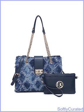 Vegan Leather Satchel Hobo Shoulder Bag with Chain Strap